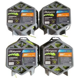 4 PACK Shakespeare 17465 Ballistic Twist Trimmer Line 0.095 Inch x 125ft Nylon